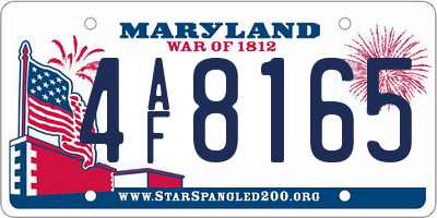 MD license plate 4AF8165
