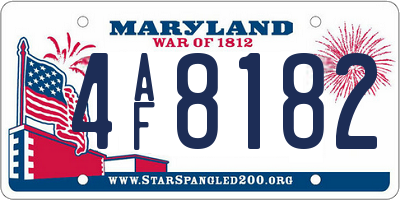 MD license plate 4AF8182