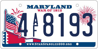MD license plate 4AF8193