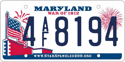 MD license plate 4AF8194