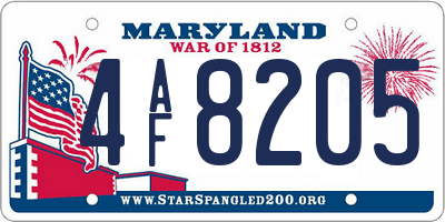 MD license plate 4AF8205