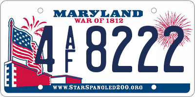 MD license plate 4AF8222