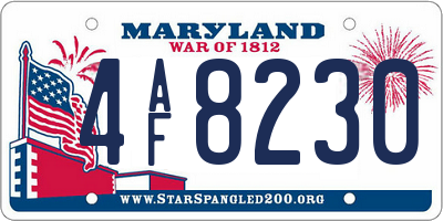 MD license plate 4AF8230