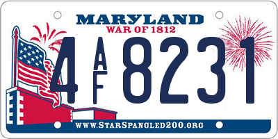 MD license plate 4AF8231