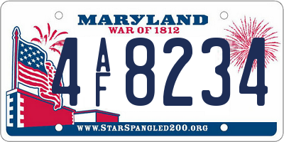 MD license plate 4AF8234