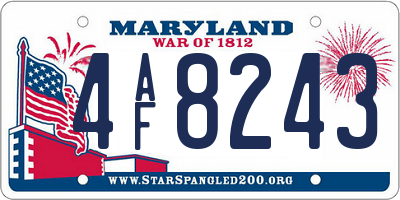 MD license plate 4AF8243