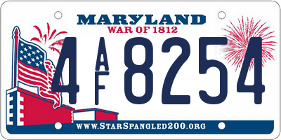 MD license plate 4AF8254