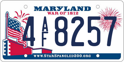 MD license plate 4AF8257