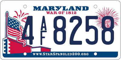 MD license plate 4AF8258
