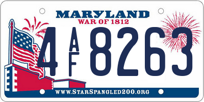 MD license plate 4AF8263
