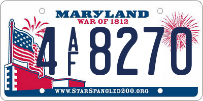 MD license plate 4AF8270