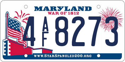 MD license plate 4AF8273