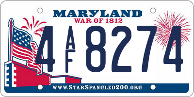 MD license plate 4AF8274