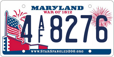 MD license plate 4AF8276