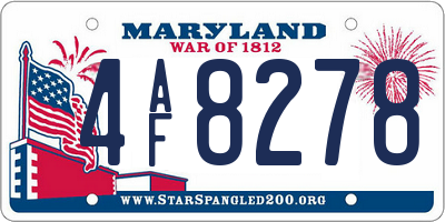 MD license plate 4AF8278
