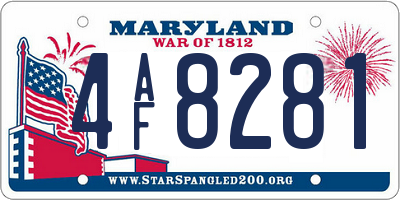 MD license plate 4AF8281