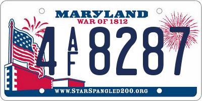 MD license plate 4AF8287