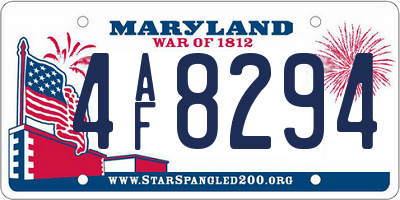 MD license plate 4AF8294