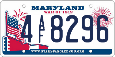 MD license plate 4AF8296