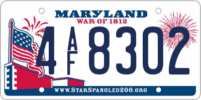 MD license plate 4AF8302