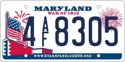 MD license plate 4AF8305