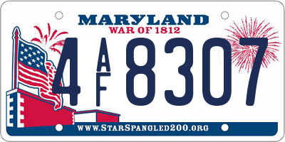 MD license plate 4AF8307