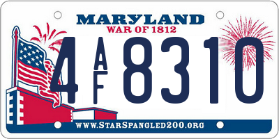 MD license plate 4AF8310
