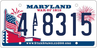 MD license plate 4AF8315