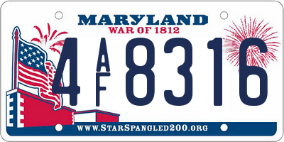 MD license plate 4AF8316