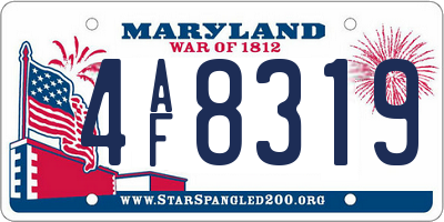 MD license plate 4AF8319