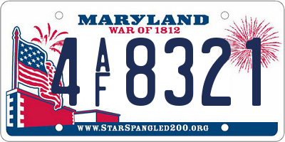 MD license plate 4AF8321