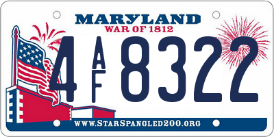 MD license plate 4AF8322