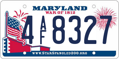 MD license plate 4AF8327