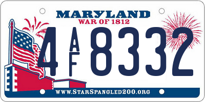 MD license plate 4AF8332