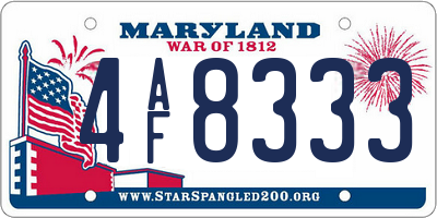 MD license plate 4AF8333