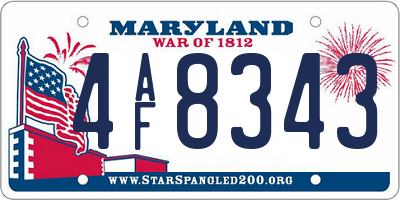 MD license plate 4AF8343