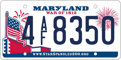 MD license plate 4AF8350
