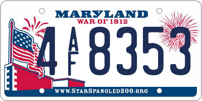 MD license plate 4AF8353