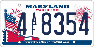 MD license plate 4AF8354