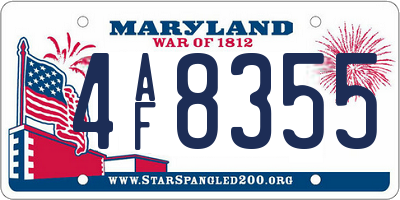 MD license plate 4AF8355
