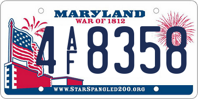 MD license plate 4AF8358