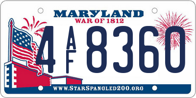 MD license plate 4AF8360
