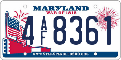 MD license plate 4AF8361