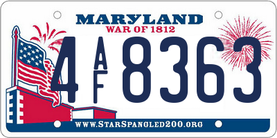 MD license plate 4AF8363
