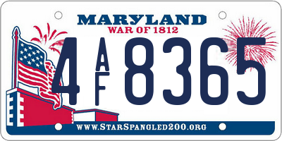 MD license plate 4AF8365