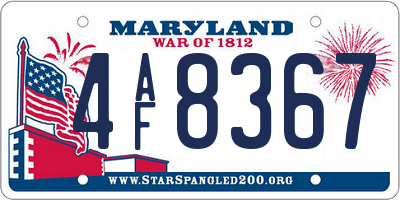 MD license plate 4AF8367