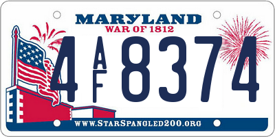 MD license plate 4AF8374