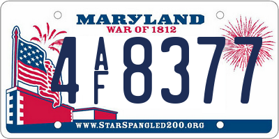 MD license plate 4AF8377