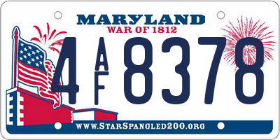 MD license plate 4AF8378