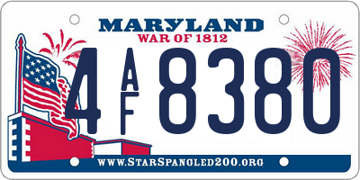 MD license plate 4AF8380